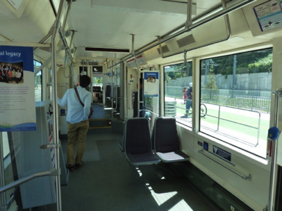 Interior view of typical Streetcar with space for wheelchairs or bicycles